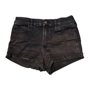 Hollister High Rise Short Short Distressed Black Denim Jean Shorts